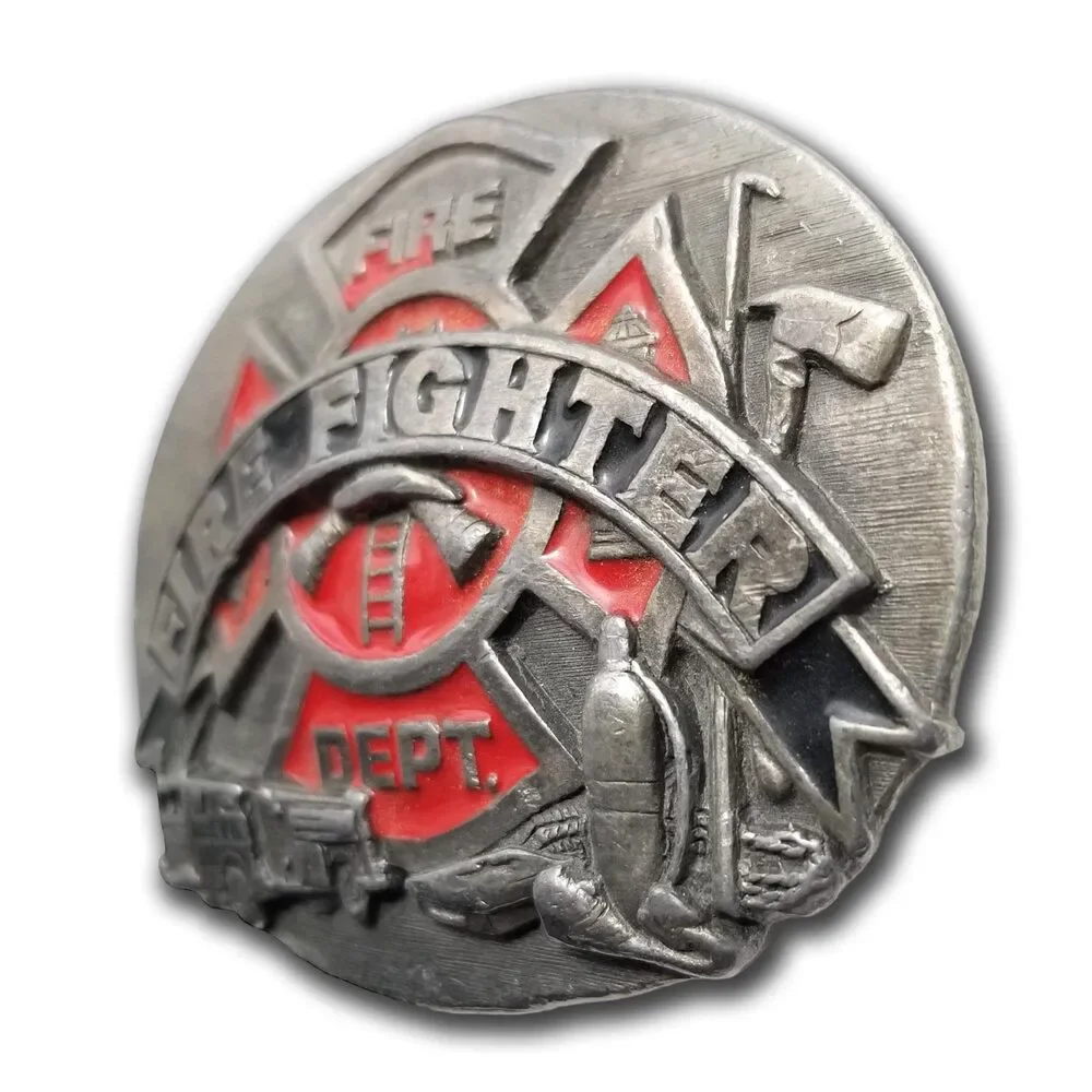 Vintage Belt Buckle Pewter‎ 1991 Fire Department Fire Fighter USA Made Siskiyou